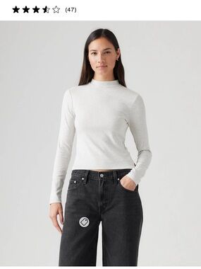 Levi's Light Gray Mock Neck Long Sleeve Top